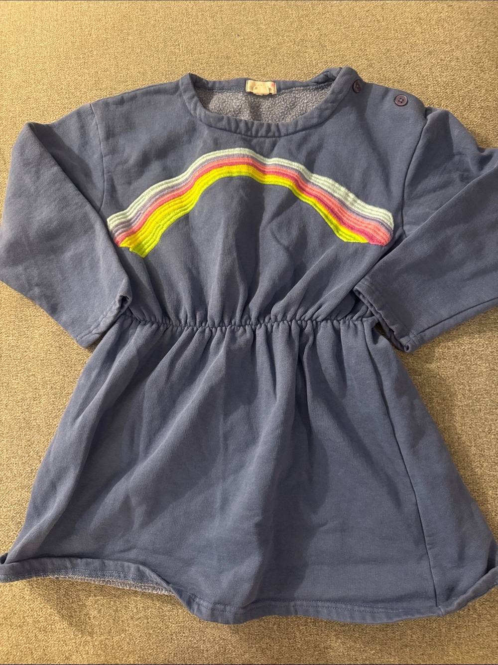3/$15- Blue Kids Dress with Rainbow Embroidery